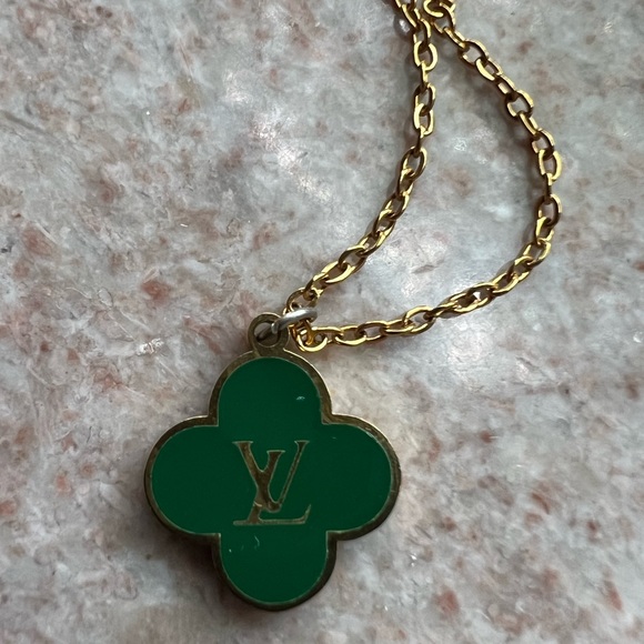 Louis Vuitton Green Enamel Logo Necklace - Picture 3 of 3